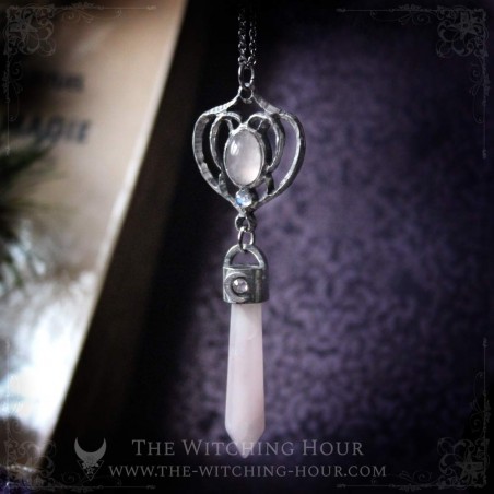 Rose quartz elf pendulum necklace