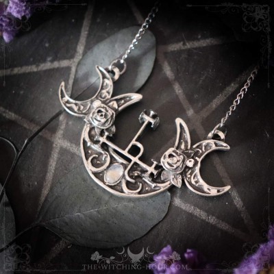 Sigil of Lilith and triple moon necklace "Night Goddess"