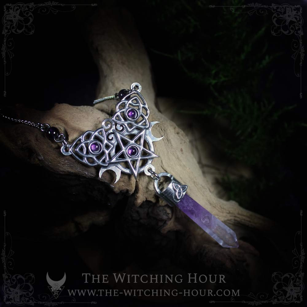 Necklace elf pentagram amethyst