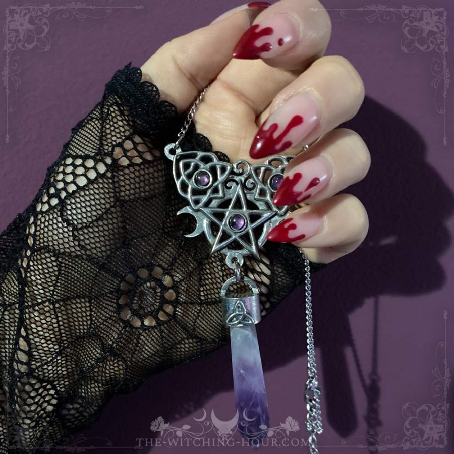 Necklace elf pentagram amethyst