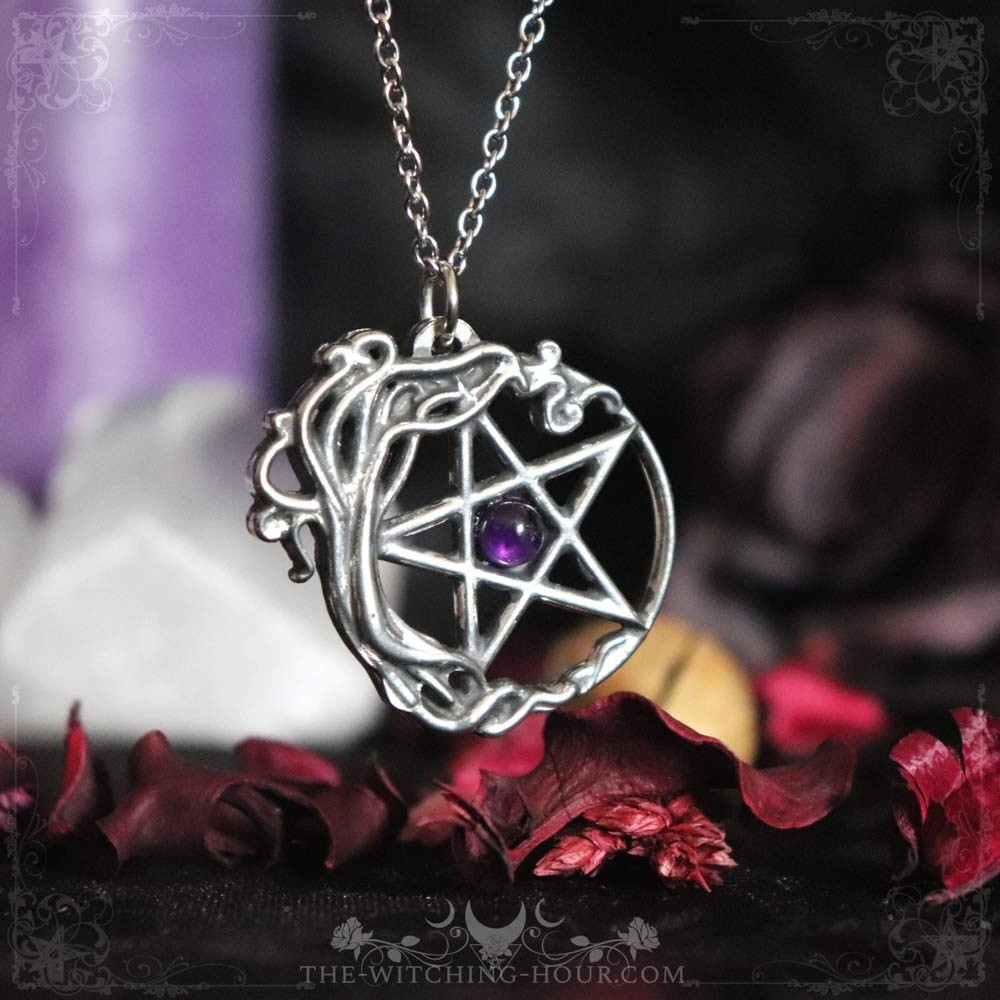 Pendentif pentacle en améthyste