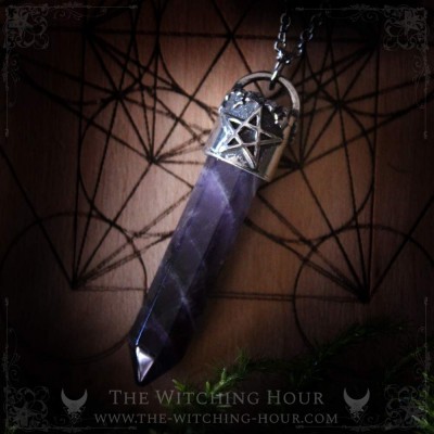 Pendentif pentagramme et pointe d'Améthyste