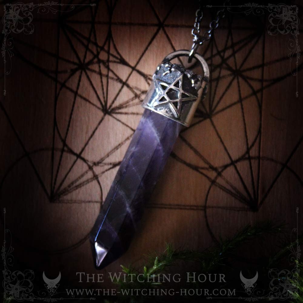 Pendentif pentagramme et pointe d'Améthyste