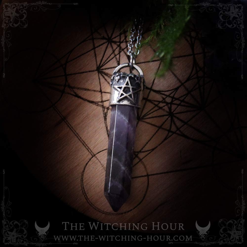 Pendentif pentagramme et pointe d'Améthyste