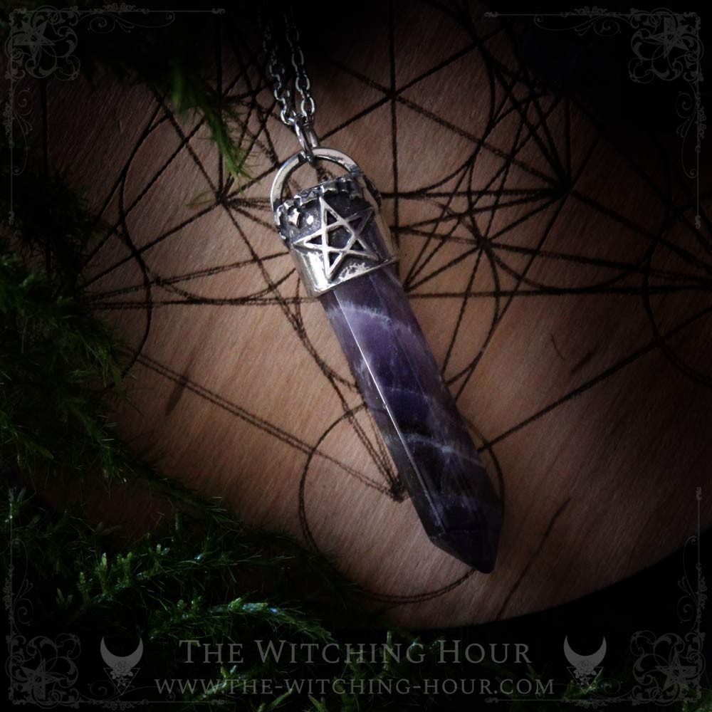 Pendentif pentagramme et pointe d'Améthyste