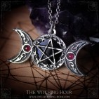 Pentagram and triple moon pendant &quot;Samhain Night&quot;