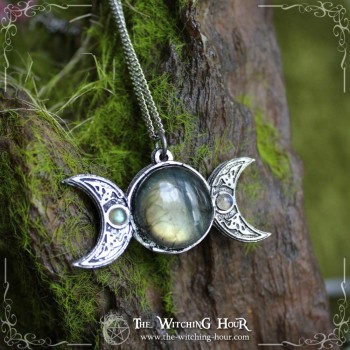 Triple moon and triquetra pendant "Albina"