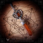 Collier pendule elfique en ambre et cornaline