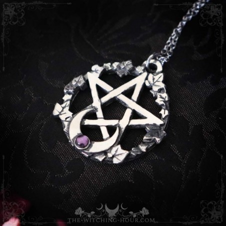 Pentagram pendant with moon crescent "Wiccan Moon"