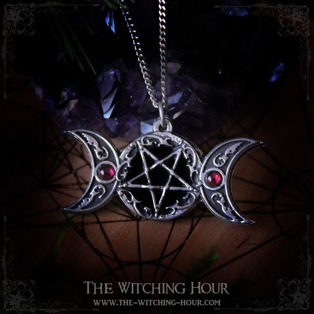 Pendant inverted pentacle and crescent moon