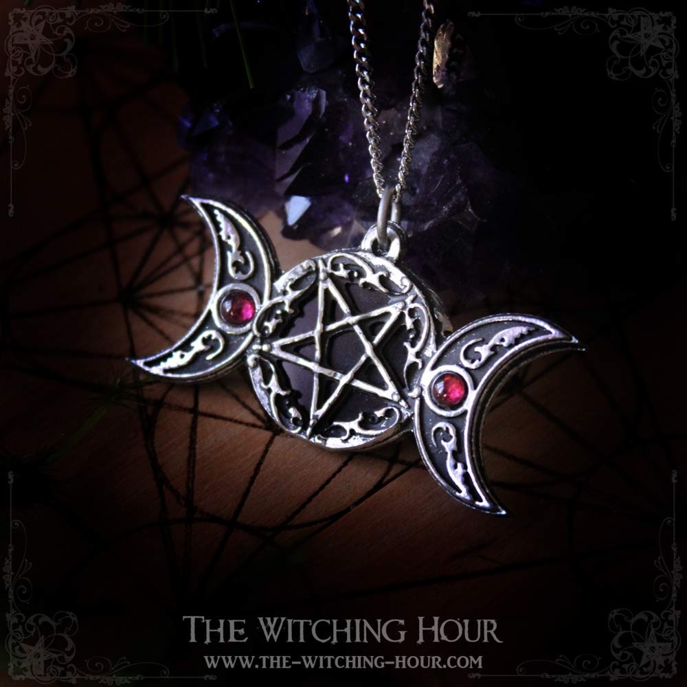 Pendant inverted pentacle and crescent moon