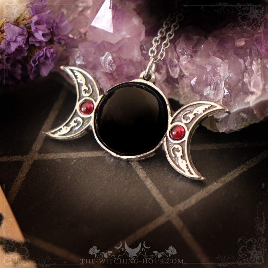 Pendant inverted pentacle and crescent moon