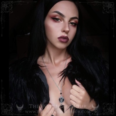 Collier pendule sigil de Lucifer oeil de tigre rouge