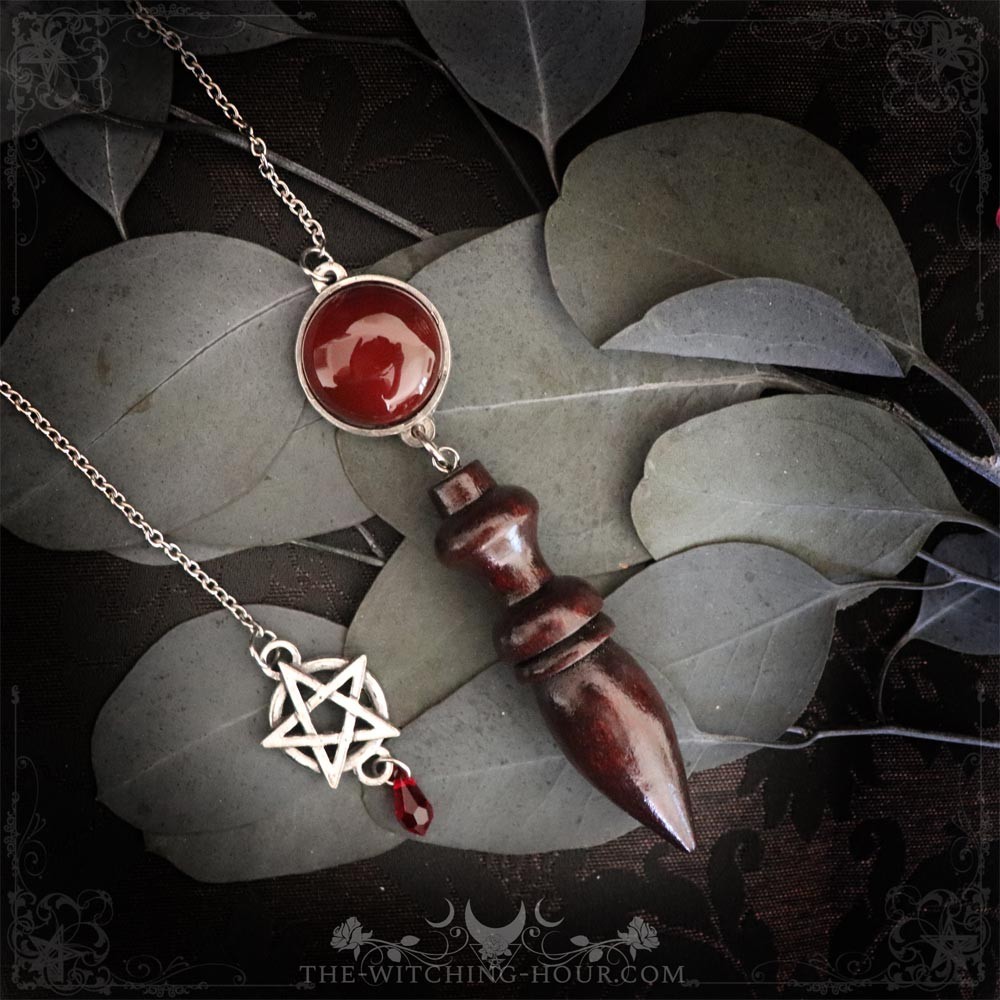 Tree of life pendulum in wood and carnelian