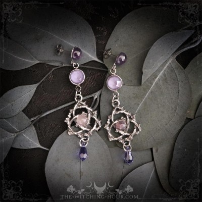 Triquetra earrings with amethyst