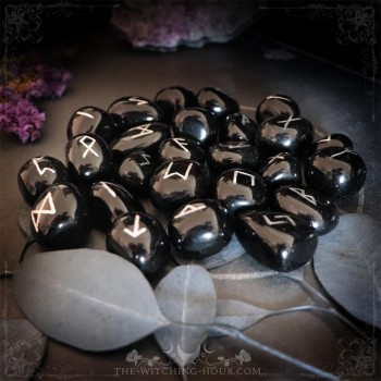 Black obsidian runes set