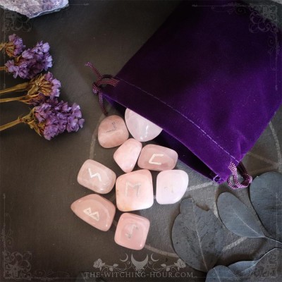 Handmade rose quartz runes