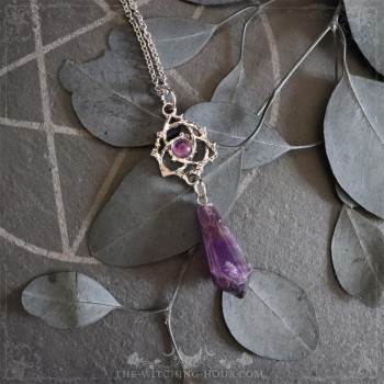 Celtic triquetra amethyst pendulum necklace