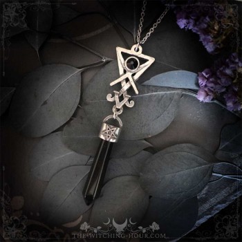 Sigil of Lucifer pendulum necklace with black onyx