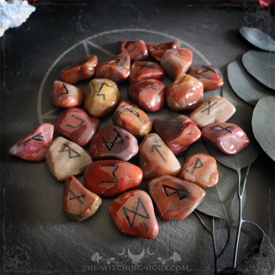 Handmade petrified wood runes