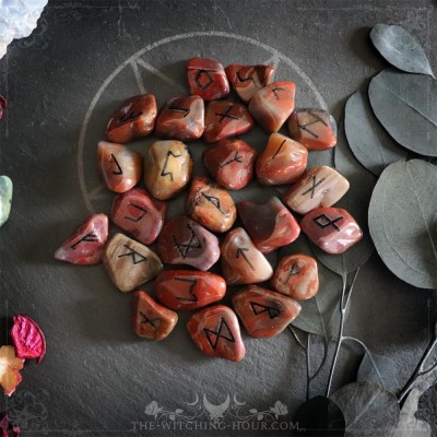 Handmade petrified wood runes