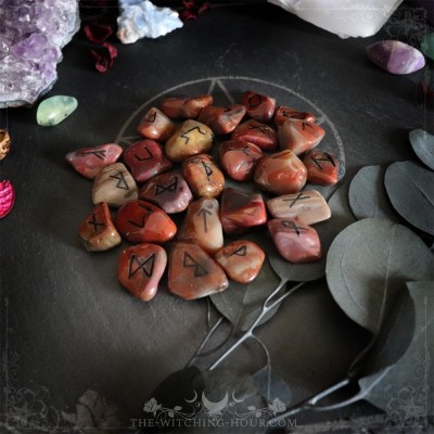 Handmade petrified wood runes