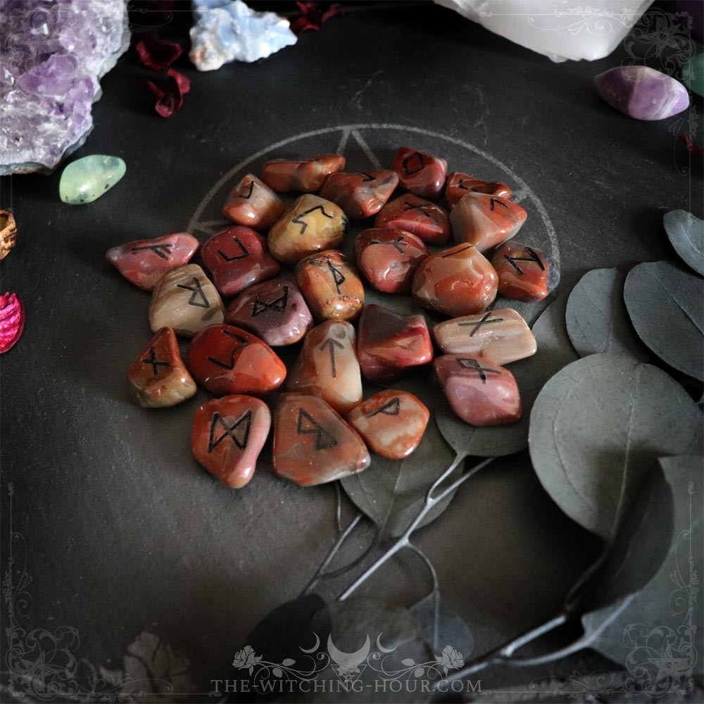 Handmade petrified wood runes