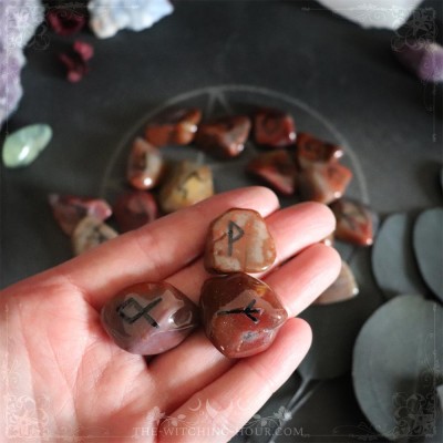 Handmade petrified wood runes