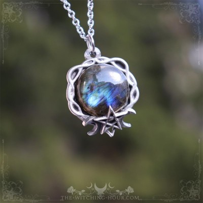 Pendentif pentagramme en labradorite bleue