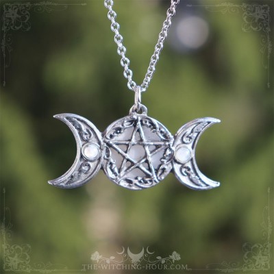 Pendentif pentagramme et triple lune "Freya's Moon"