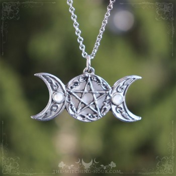 Pentagram and triple moon pendant "Freya's Moon"