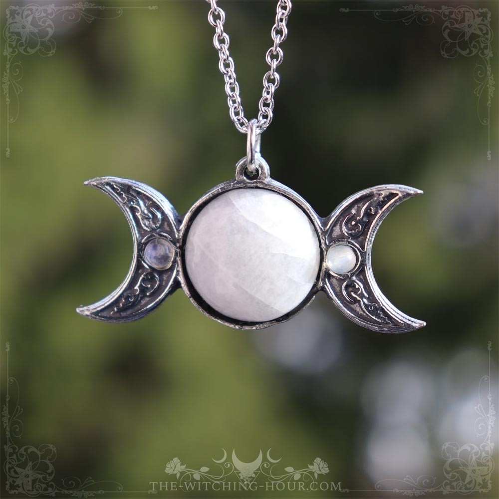 Pentagram and triple moon pendant