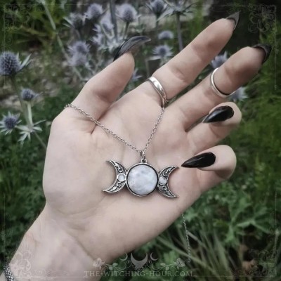 Pentagram and triple moon pendant