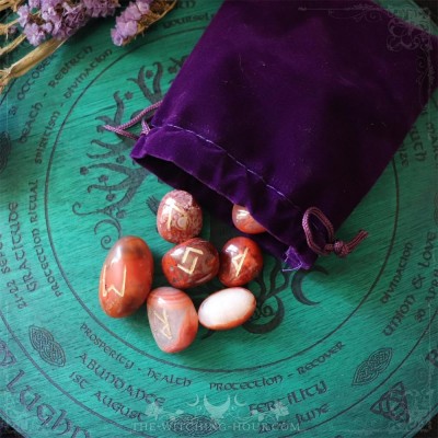 Handmade carnelian runes