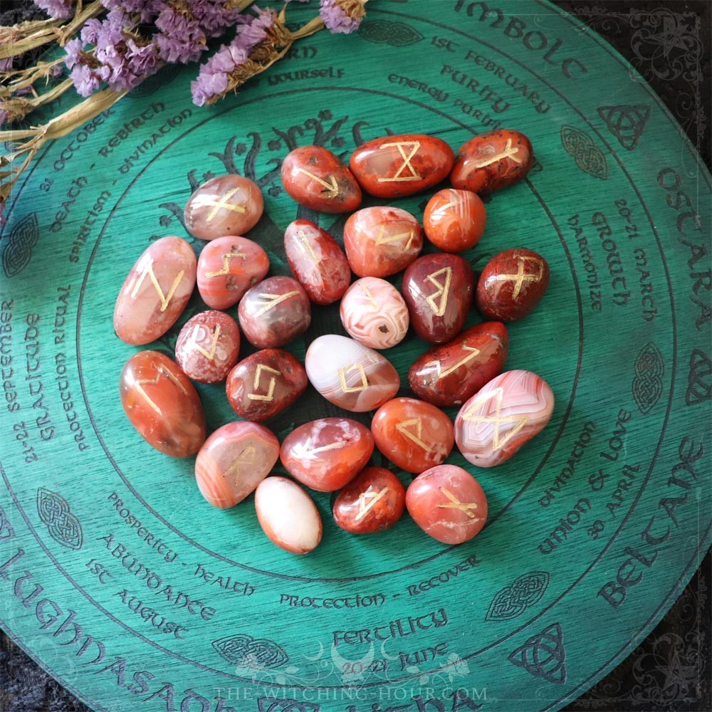 Handmade carnelian runes