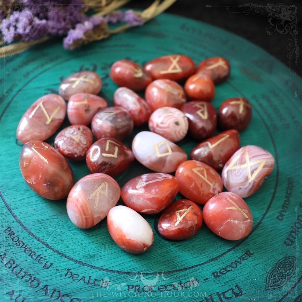 Handmade carnelian runes