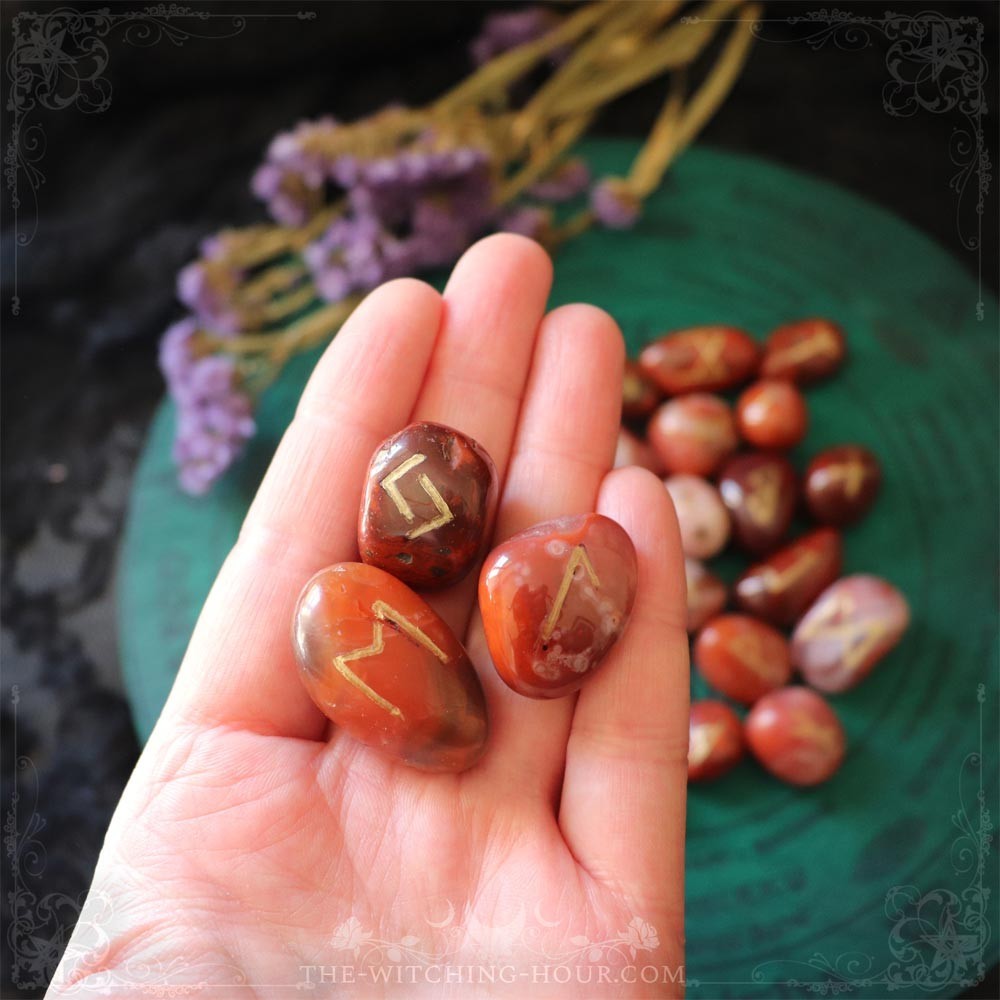 Handmade carnelian runes