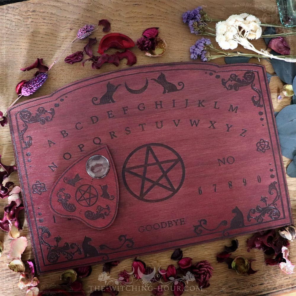 Planche ouija avec chats en bois rouge