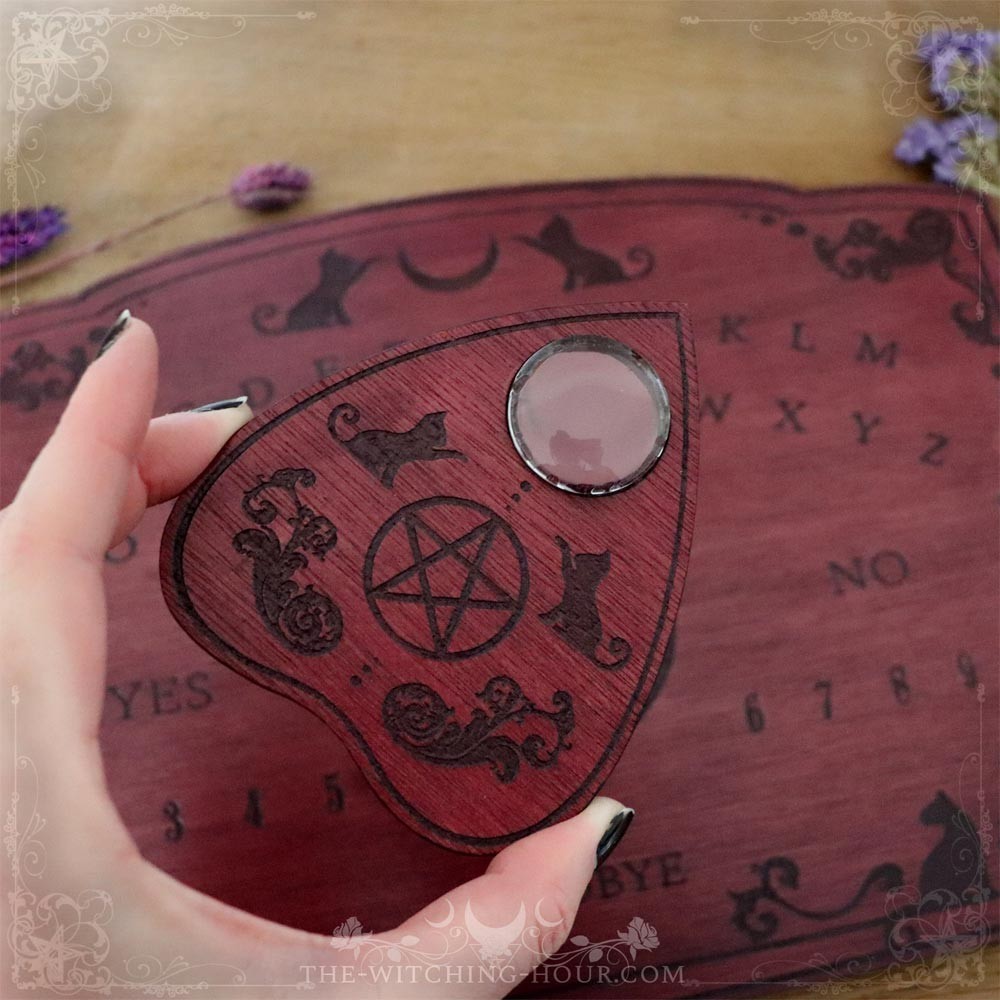 Planche ouija avec chats en bois rouge