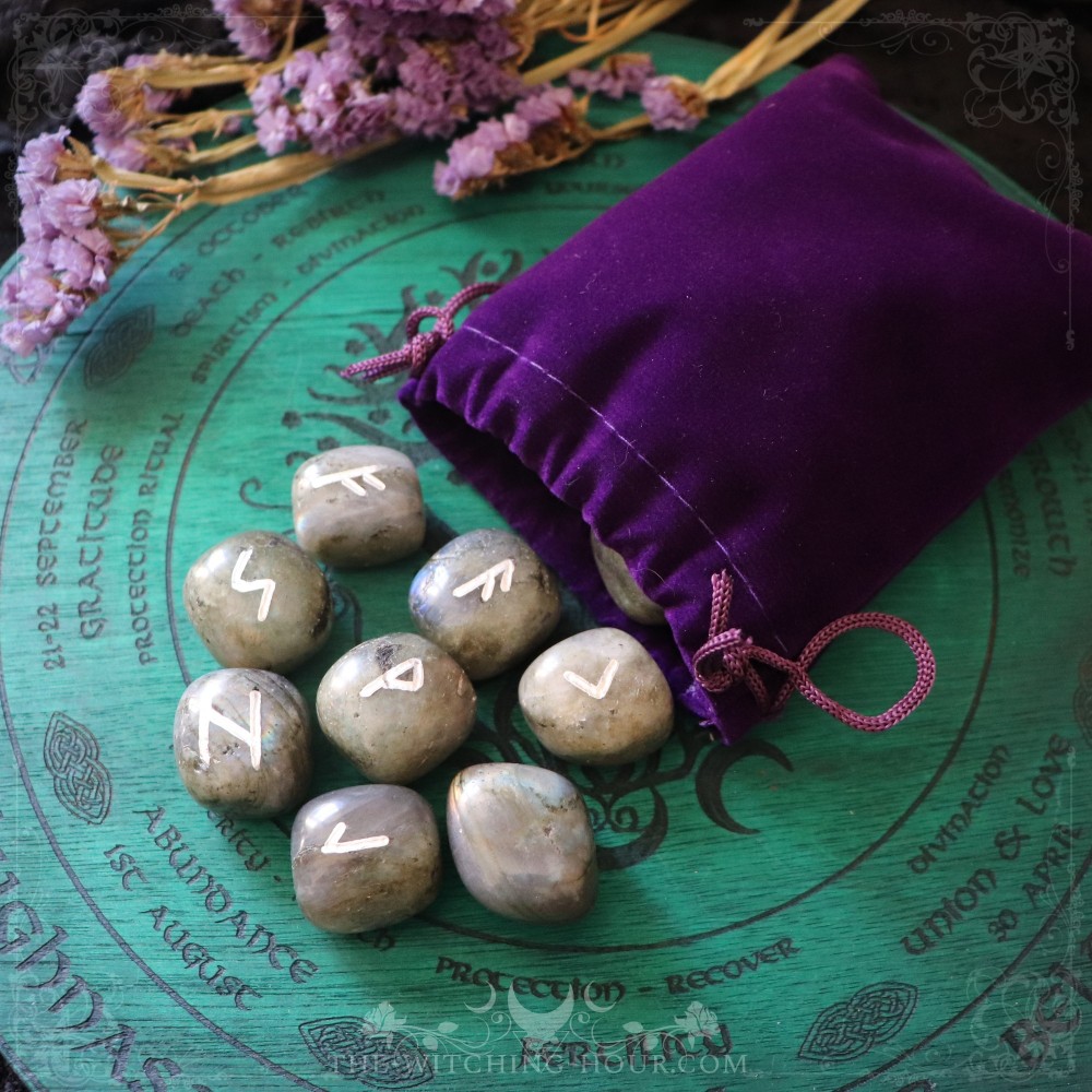 Handmade labradorite runes