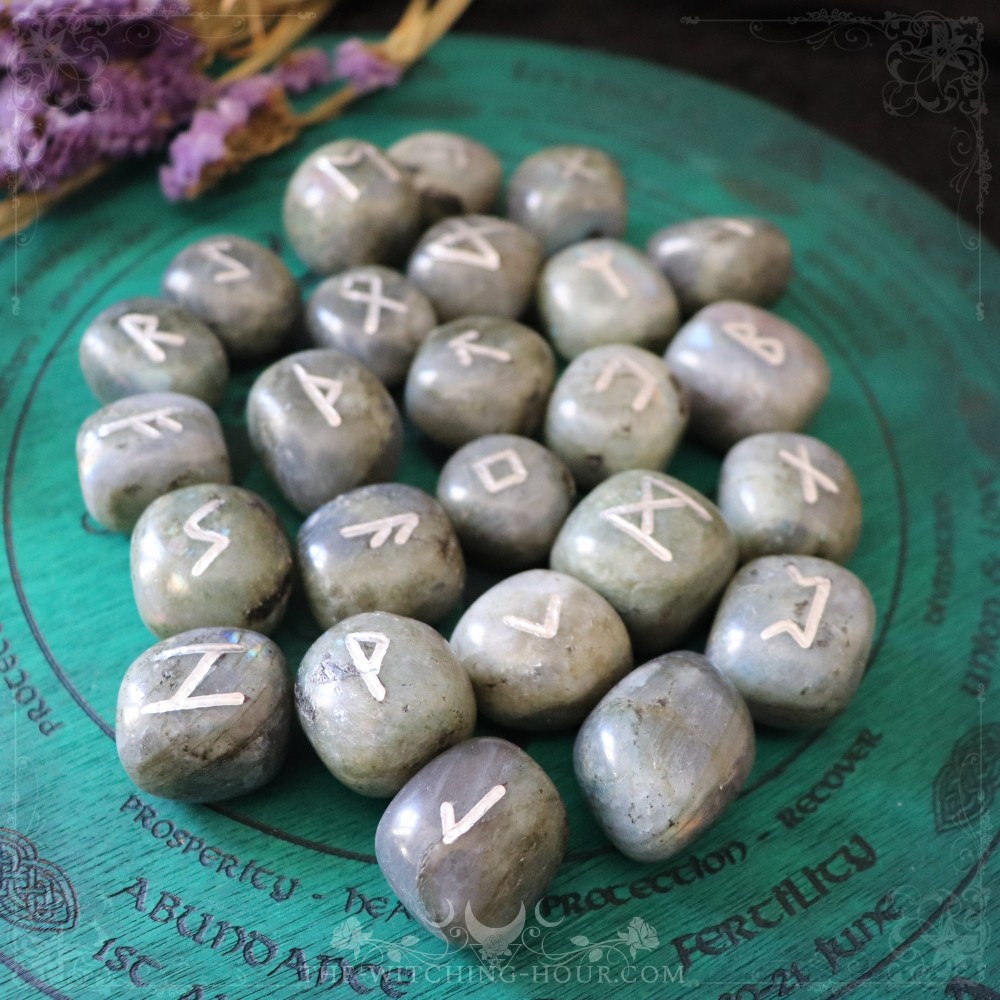 Handmade labradorite runes