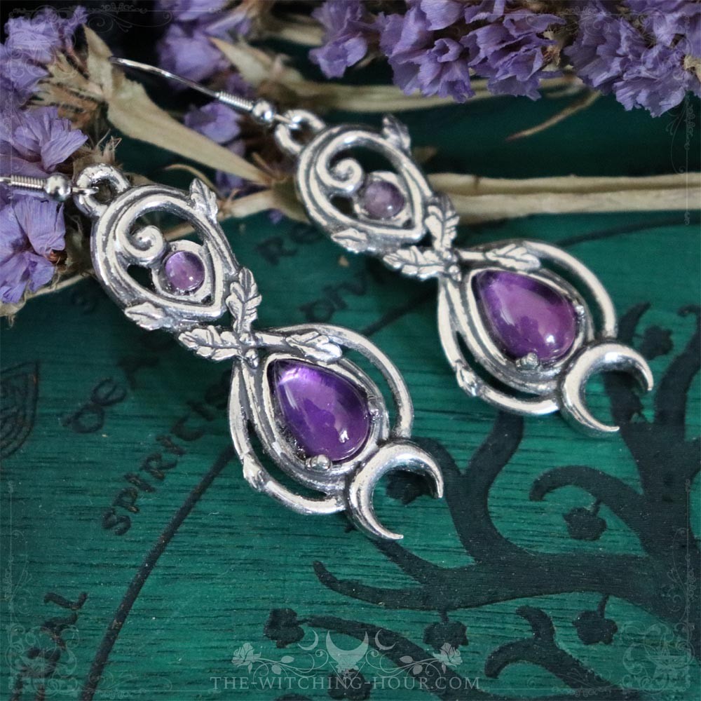 Elven earrings with amethyst