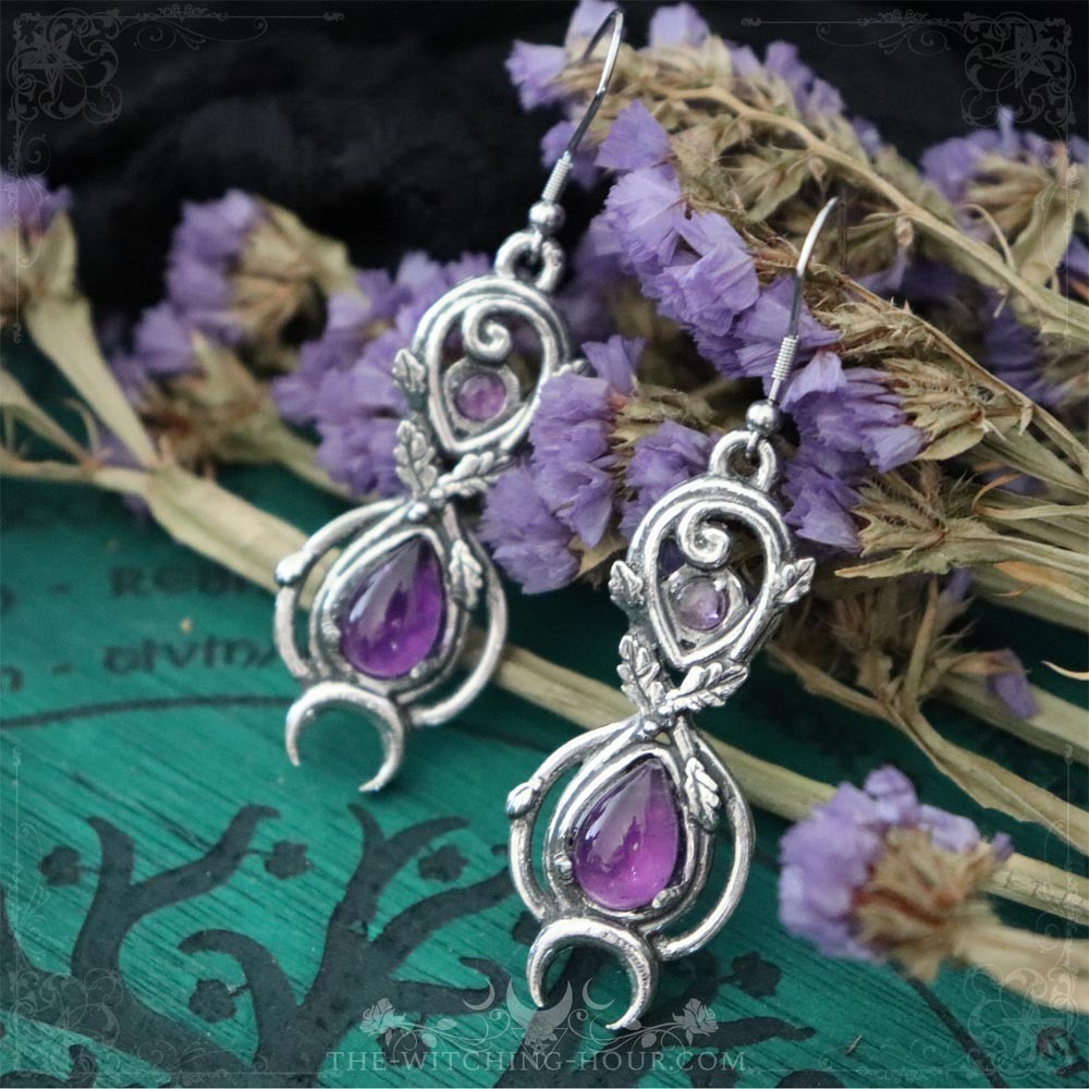 Elven earrings with amethyst