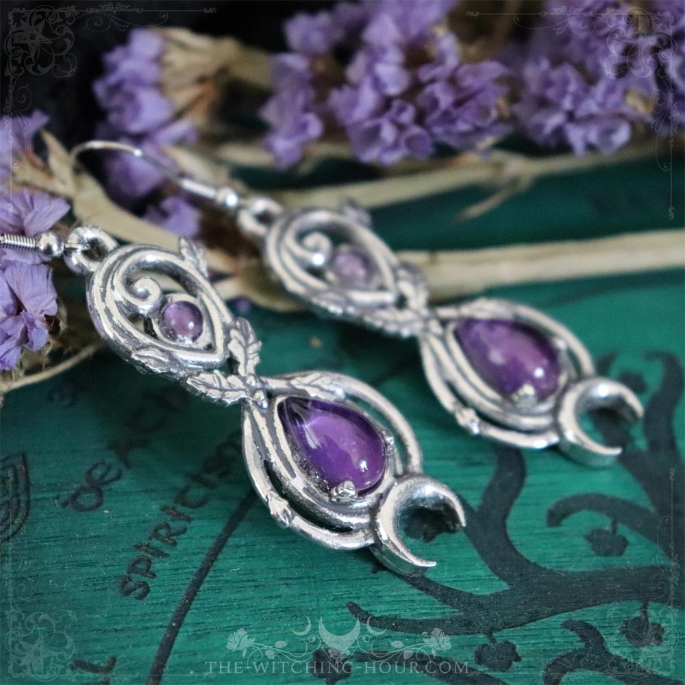 Elven earrings with amethyst