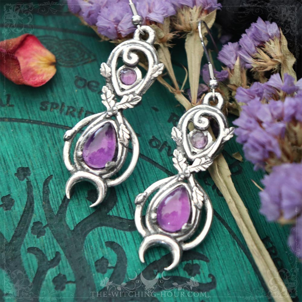 Elven earrings with amethyst