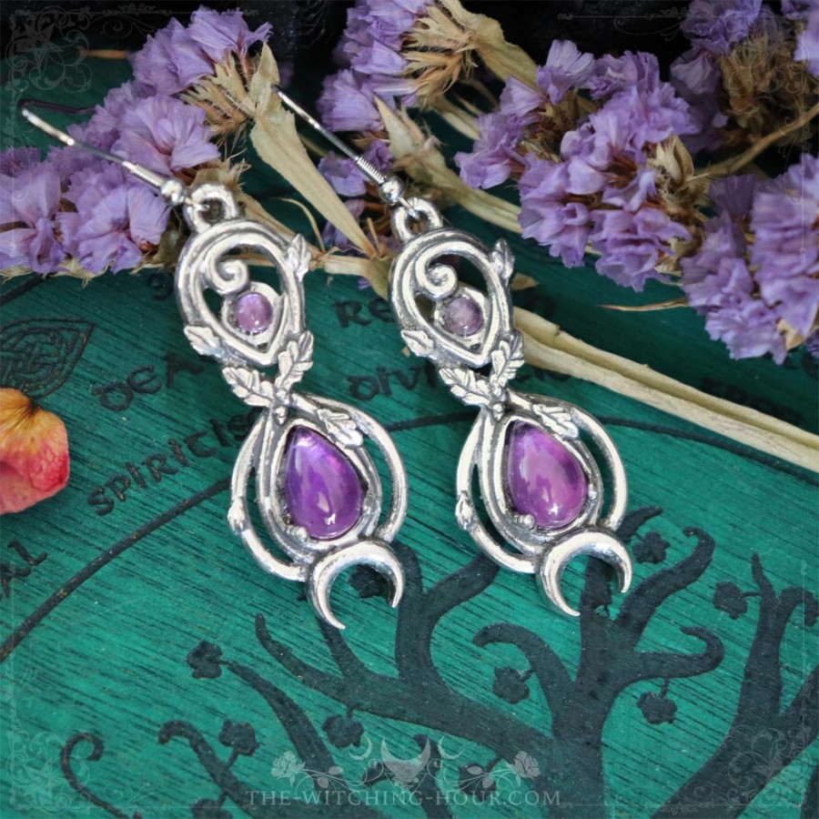 Elven earrings with amethyst