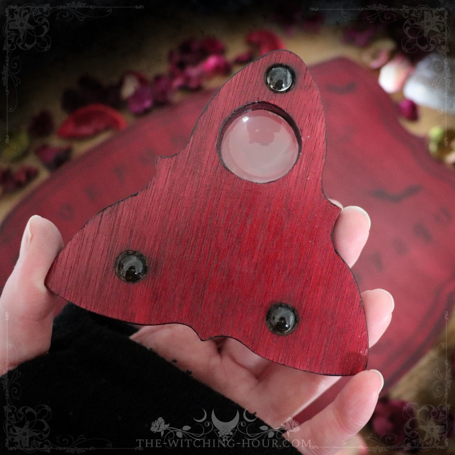 Red ouija board with gothic cat
