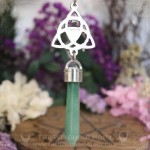 Celtic triquetra pendulum necklace with green aventurine, pagan jewelry
