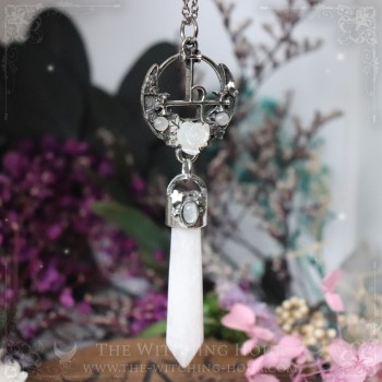Collier pendule sigil de Lilith en quartz et pierre de lune