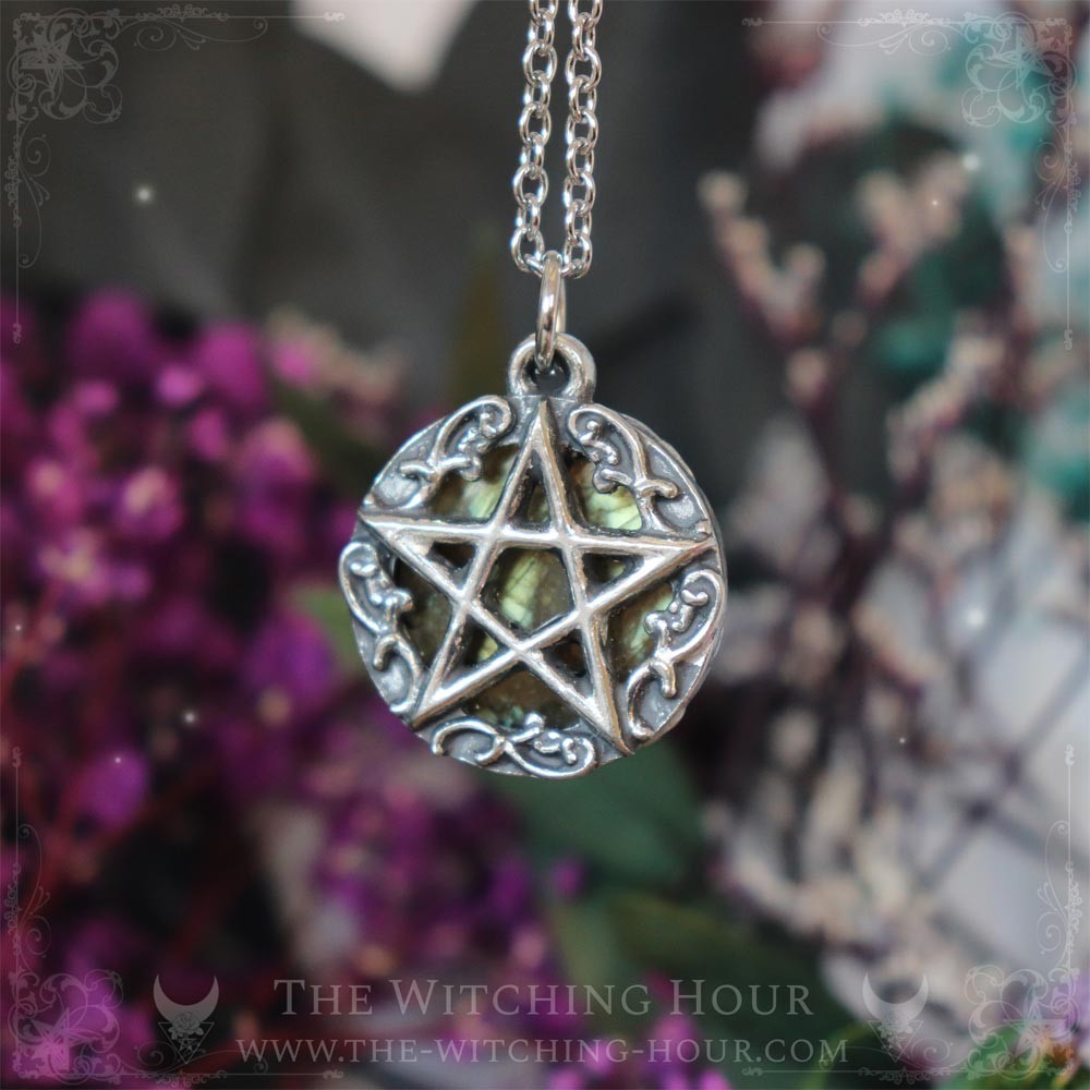 Pendentif pentacle labradorite